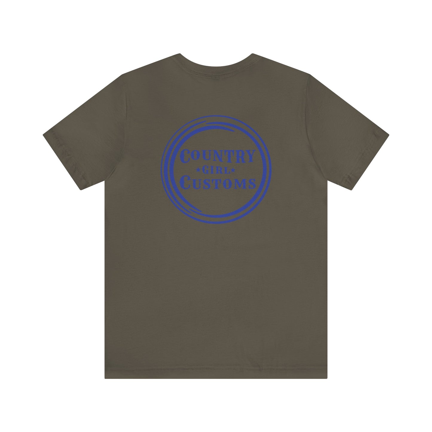 Country Girl Customs T-shirt with Mamma Cow outline
