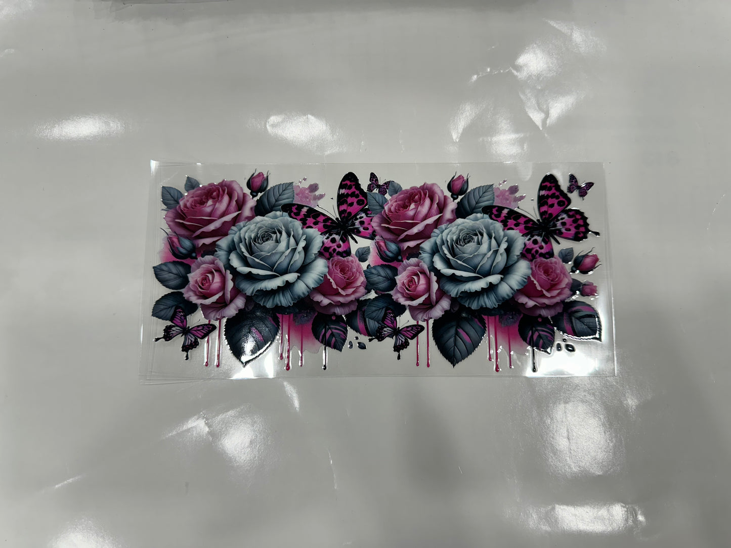 #220 - pink flowers and butterflies