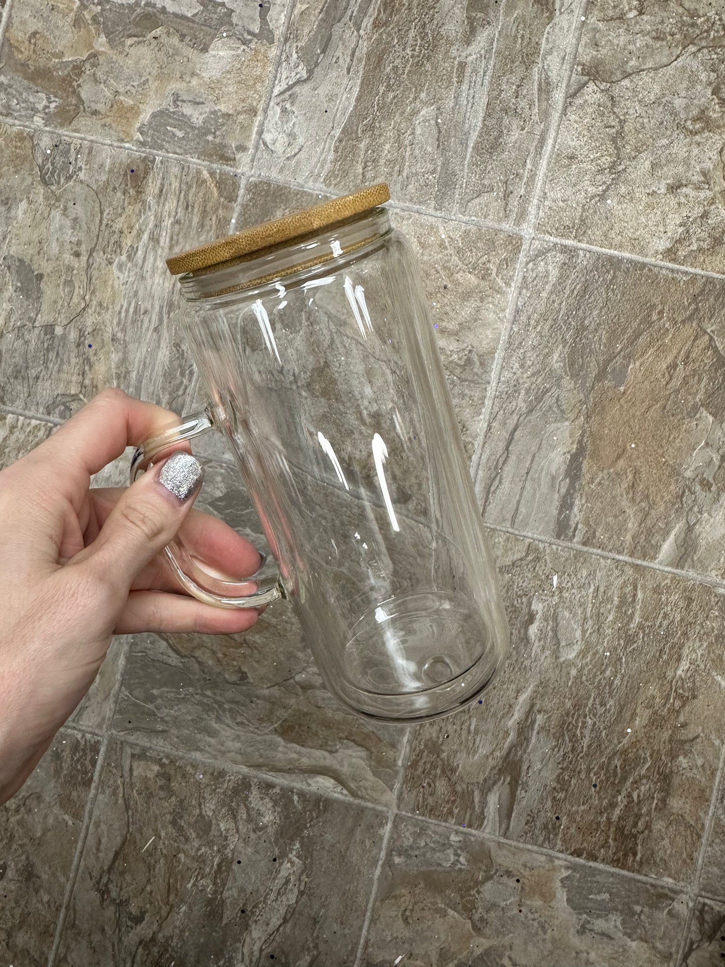16 oz Snow Globe Cup - Glass w/handle