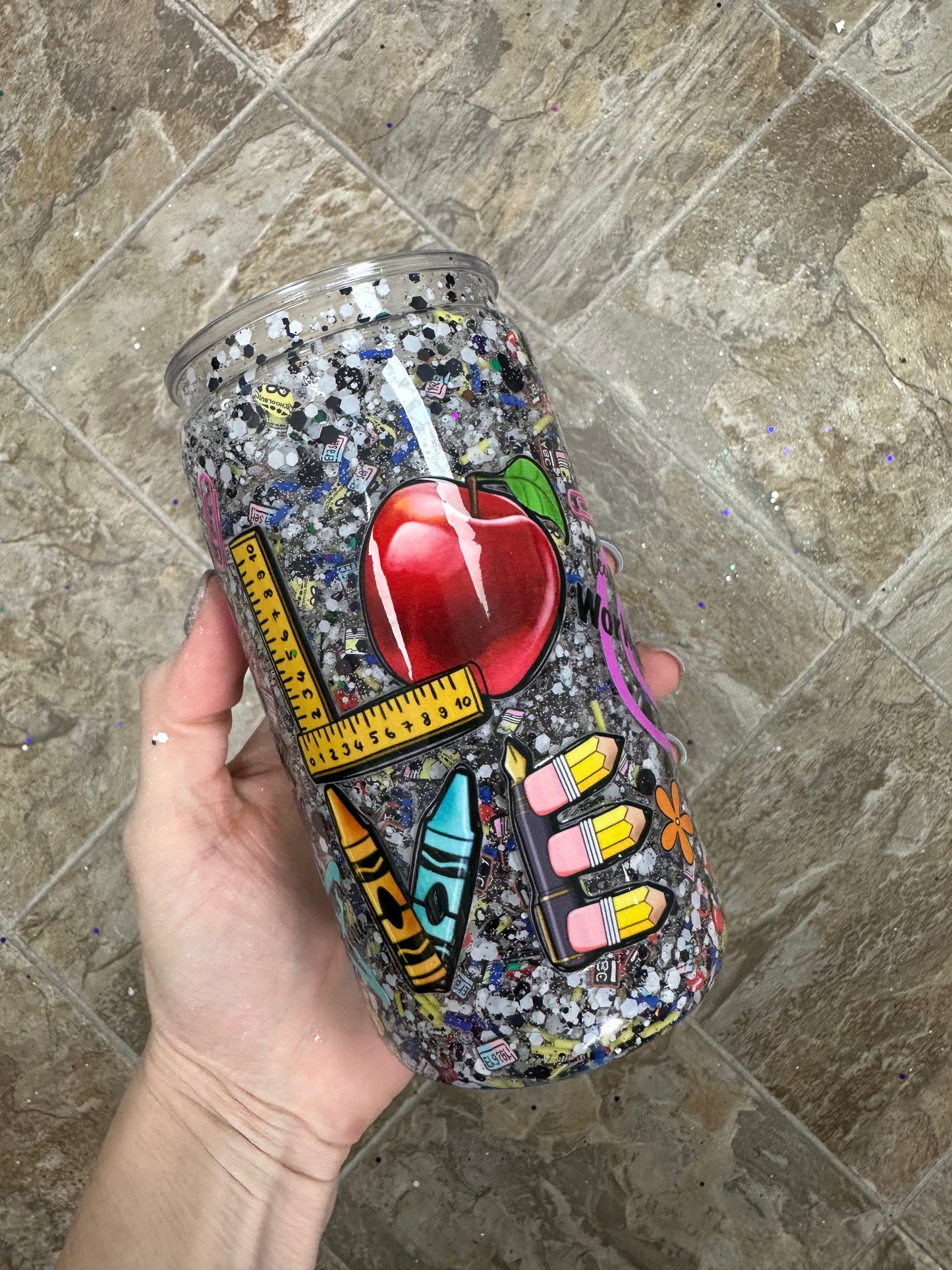pre-made LOVE teacher cup with polymers