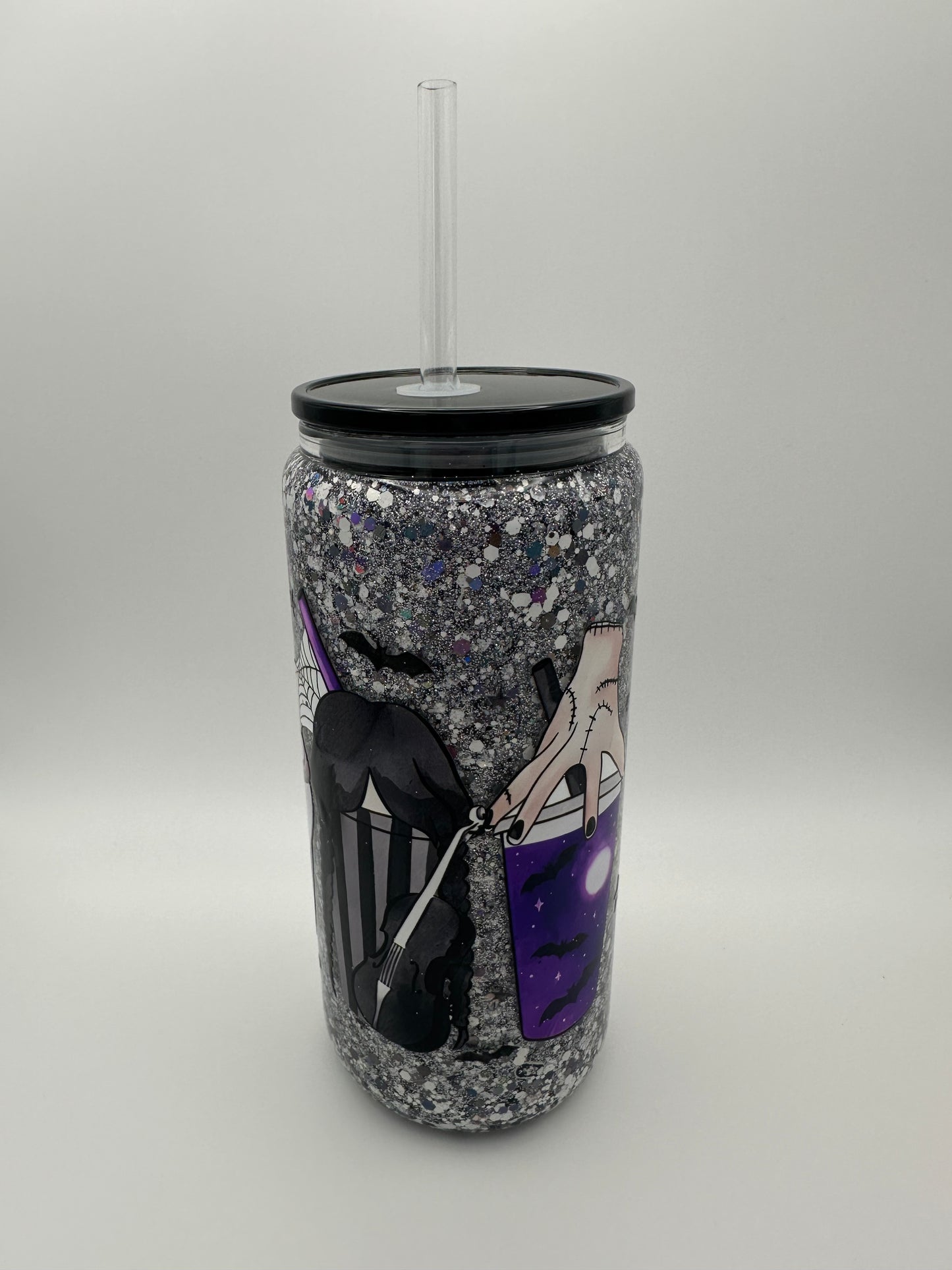 16 oz Spooky Girl Snow Globe Cup - Plastic w/black lid