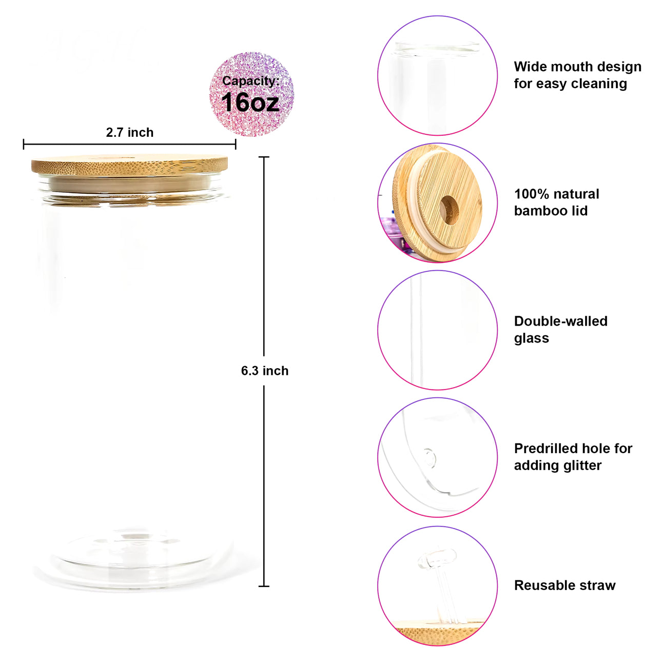 16 oz Snow Globe Cup - Glass