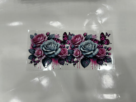 #220 - pink flowers and butterflies