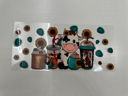 #5 - cow, turquoise, coffee cups